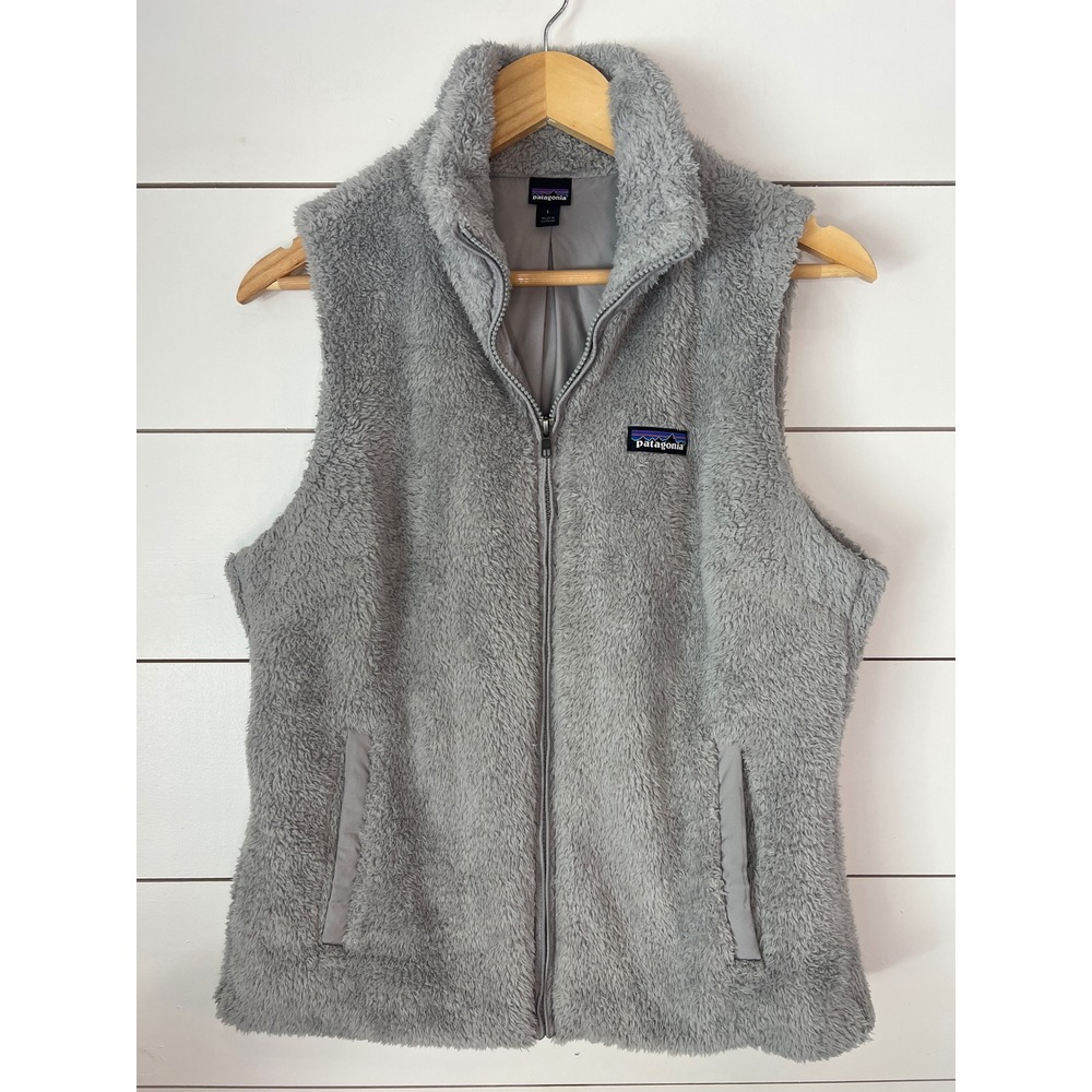 Patagonia Los Gatos Fleece Vest Gray Full Zip High Pile Women Large gorpcore